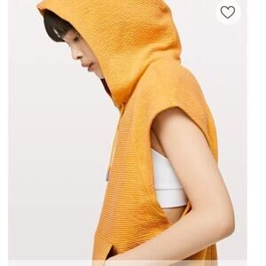 lululemon Womens Easy Going Hoodie Sleeveless Gold Hooded Size 10 Relaxed Fit